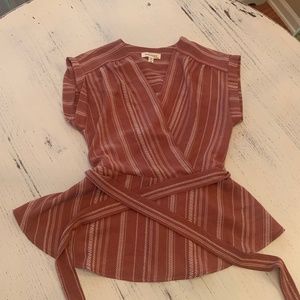 Pink Stripped Shirt with tie in the front